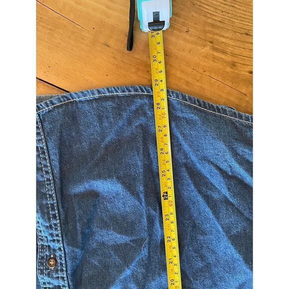 Vintage M&M's Candy Denim Button Down Shirt. 90's. Size Large. Velvet Collar! - Picture 6 of 7